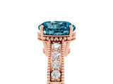 Rose gold Round Cut Blue Topaz Engagement Ring with Milgrain Channel Set Band and Prong Setting_5