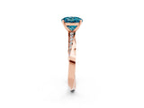 Rose gold Round Cut Blue Topaz Engagement Ring with Side Stone Accents and Four-Prong Setting_29