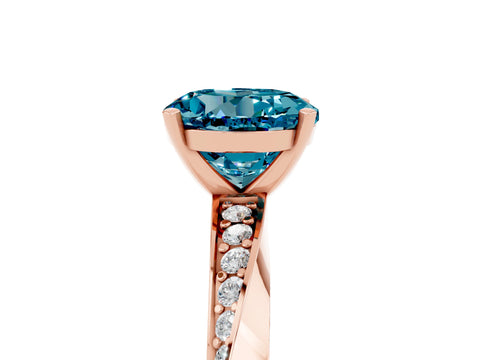Rose gold Round Cut Blue Topaz Engagement Ring with Side Stone Accents and Four-Prong Setting_32