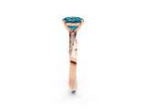 Rose gold Round Cut Blue Topaz Engagement Ring with Side Stone Accents and Four-Prong Setting_62