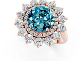 Rose gold Round Cut Blue Topaz Floral Double Halo Engagement Ring with Prong Setting_61