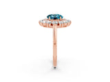 Rose gold Round Cut Blue Topaz Floral Double Halo Engagement Ring with Prong Setting_62