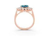 Rose gold Round Cut Blue Topaz Floral Double Halo Engagement Ring with Prong Setting_63