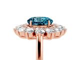 Rose gold Round Cut Blue Topaz Floral Double Halo Engagement Ring with Prong Setting_65