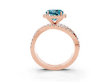 Rose gold Round Cut Blue Topaz Halo Ring with Round Split Shank and Prong Setting_51