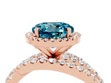 Rose gold Round Cut Blue Topaz Halo Ring with Round Split Shank and Prong Setting_52