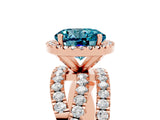 Rose gold Round Cut Blue Topaz Halo Ring with Round Split Shank and Prong Setting_53