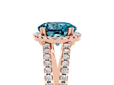 Rose gold Round Cut Blue Topaz Halo Split Shank Engagement Ring_17