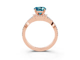 Rose gold Round Cut Blue Topaz  Halo Twist Band Solitaire Prong Setting Ring_27
