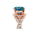 Rose gold Round Cut Blue Topaz  Halo Twist Band Solitaire Prong Setting Ring_29