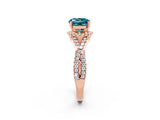 Rose gold Round Cut Blue Topaz  Halo Twist Band Solitaire Prong Setting Ring_44