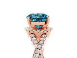 Rose gold Round Cut Blue Topaz  Halo Twist Band Solitaire Prong Setting Ring_47