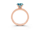 Rose gold Round Cut Blue Topaz Milgrain Pavé Engagement Ring with Four-Prong Setting_3