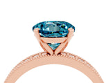 Rose gold Round Cut Blue Topaz Milgrain Pavé Engagement Ring with Four-Prong Setting_4