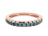 Rose gold Round Cut Blue Topaz Pavé Set Thin Band