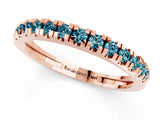 Rose gold Round Cut Blue Topaz Pavé Set Thin Band_1