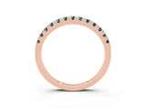 Rose gold Round Cut Blue Topaz Pavé Set Thin Band_3