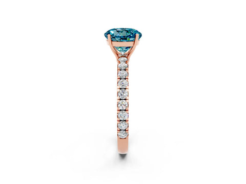 Rose gold Round Cut Blue Topaz Pavé Solitaire Engagement Ring with Four-Prong Setting_14