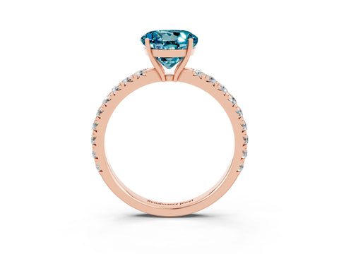 Rose gold Round Cut Blue Topaz Pavé Solitaire Engagement Ring with Four-Prong Setting_15