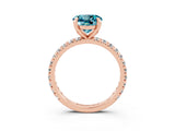 Rose gold Round Cut Blue Topaz Pavé Solitaire Ring with Round Band and Prong Setting_27