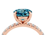 Rose gold Round Cut Blue Topaz Pavé Solitaire Ring with Round Band and Prong Setting_28