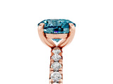 Rose gold Round Cut Blue Topaz Pavé Solitaire Ring with Round Band and Prong Setting_29