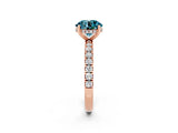 Rose gold Round Cut Blue Topaz Pave Band Solitaire Ring with Four-Prong Setting_38