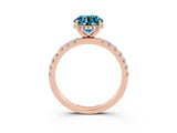 Rose gold Round Cut Blue Topaz Pave Band Solitaire Ring with Four-Prong Setting_39