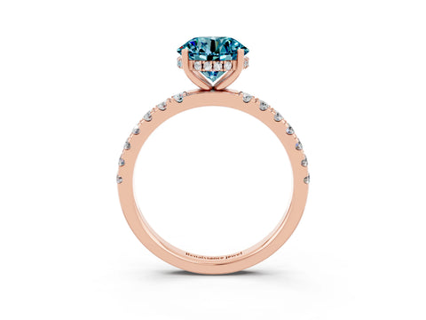 Rose gold Round Cut Blue Topaz Pave Band Solitaire Ring with Four-Prong Setting_39