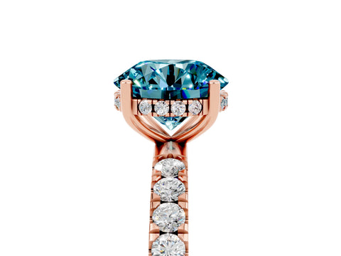 Rose gold Round Cut Blue Topaz Pave Band Solitaire Ring with Four-Prong Setting_41