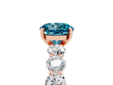 Rose gold Round Cut Blue Topaz Prong Setting with Side Stones on a Pave Band_5