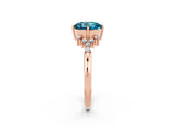 Rose gold Round Cut Blue Topaz Ring with Side Stones and Four-Prong Setting_38