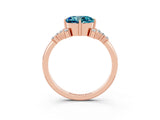 Rose gold Round Cut Blue Topaz Ring with Side Stones and Four-Prong Setting_39