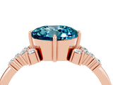 Rose gold Round Cut Blue Topaz Ring with Side Stones and Four-Prong Setting_40