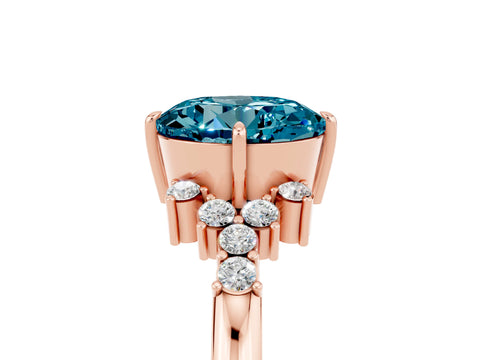 Rose gold Round Cut Blue Topaz Ring with Side Stones and Four-Prong Setting_41