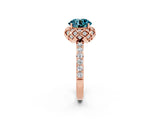 Rose gold Round Cut Blue Topaz Scalloped Halo Engagement Ring with Round Shared Prong Band_26