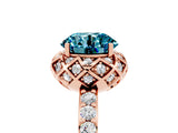 Rose gold Round Cut Blue Topaz Scalloped Halo Engagement Ring with Round Shared Prong Band_29