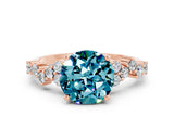 Rose gold Round Cut Blue Topaz Scattered Round Accent Ring with Prong Setting_12