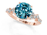 Rose gold Round Cut Blue Topaz Scattered Round Accent Ring with Prong Setting_13