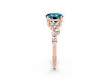Rose gold Round Cut Blue Topaz Scattered Round Accent Ring with Prong Setting_14