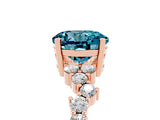 Rose gold Round Cut Blue Topaz Scattered Round Accent Ring with Prong Setting_17