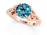 Rose gold Round Cut Blue Topaz Solitaire Celtic Knot Ring with Four-Prong Setting_13