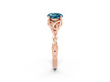 Rose gold Round Cut Blue Topaz Solitaire Celtic Knot Ring with Four-Prong Setting_14