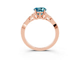 Rose gold Round Cut Blue Topaz Solitaire Celtic Knot Ring with Four-Prong Setting_15