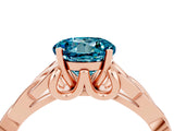 Rose gold Round Cut Blue Topaz Solitaire Celtic Knot Ring with Four-Prong Setting_16