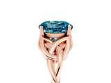 Rose gold Round Cut Blue Topaz Solitaire Celtic Knot Ring with Four-Prong Setting_17