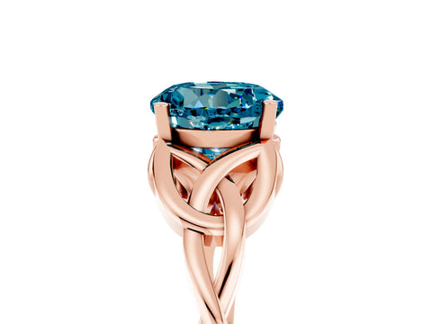 Rose gold Round Cut Blue Topaz Solitaire Celtic Knot Ring with Four-Prong Setting_17