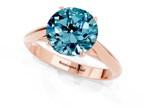 Rose gold Round Cut Blue Topaz Solitaire Engagement Ring with Cathedral Setting and Four-Prong Mount_13
