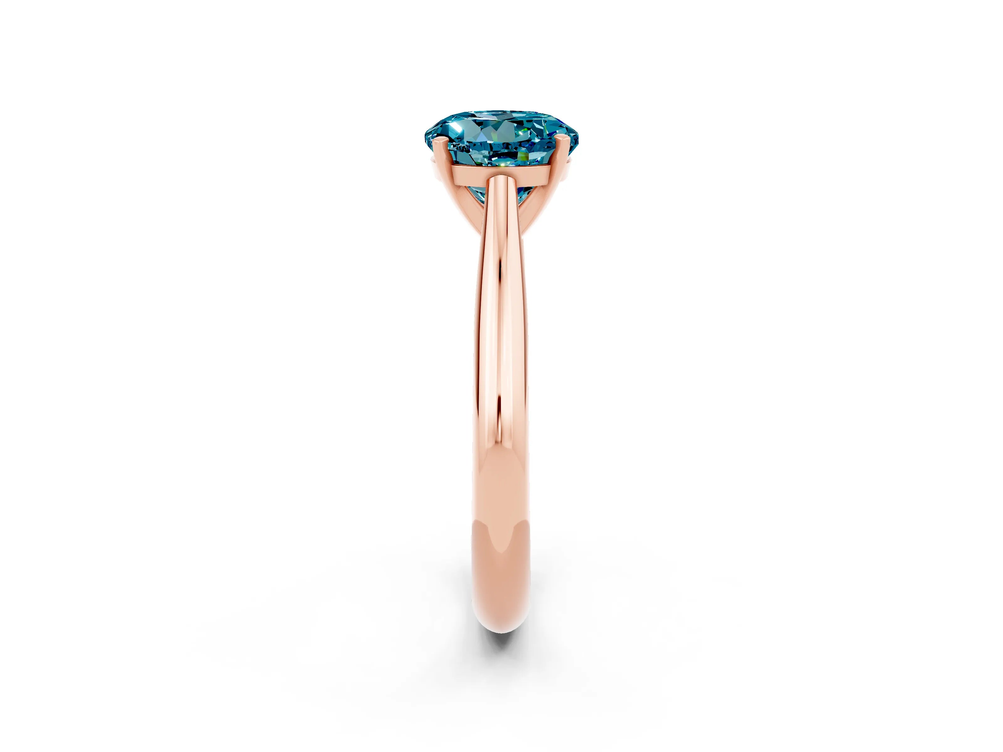 Rose gold Round Cut Blue Topaz Solitaire Engagement Ring with Cathedral Setting and Four-Prong Mount_14