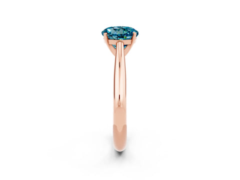 Rose gold Round Cut Blue Topaz Solitaire Engagement Ring with Cathedral Setting and Four-Prong Mount_14